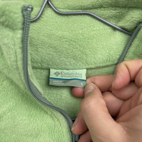 Columbia Women's Sz Small Lime Green Polar Fleece Jacket Full Zip Pockets Hike - Picture 7 of 16